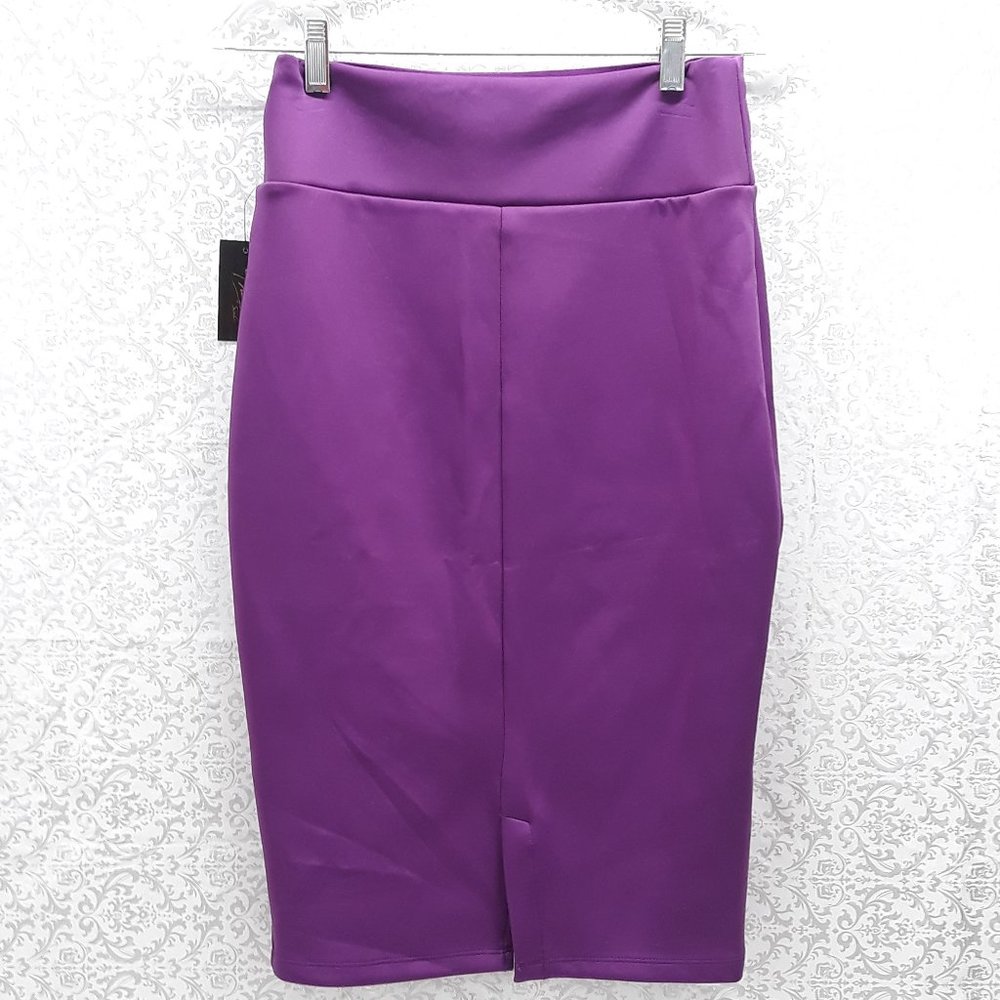 Thalia Sodi Women's Solid Scuba Pencil Skirt, Plum